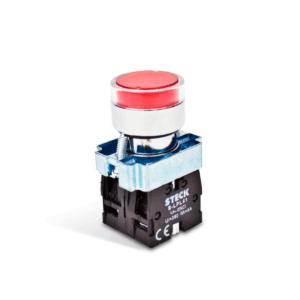 PULSADOR ROJO 22.5mm REDONDO METALICO
