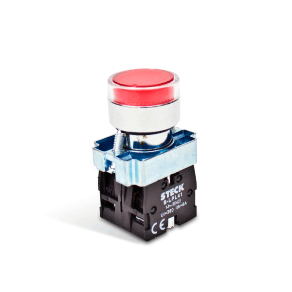 PULSADOR ROJO 22.5mm REDONDO METALICO