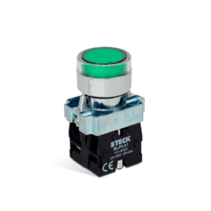 PULSADOR VERDE 22.5mm REDONDO METALICO